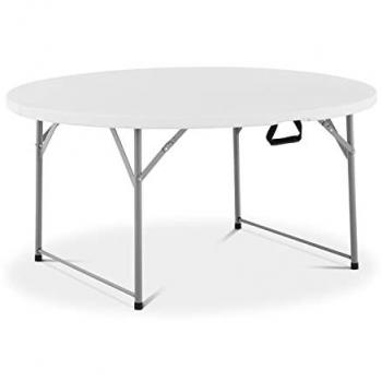 Mesa Plegable Redonda de Acero y Polietileno - Ø 1500 x 740 mm - Capacidad 150 kg - Interior/Exterior - Blanca
