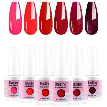 Bimatfrey Esmaltes de Uñas, Esmaltes en Gel Uñas UV LED, 6pcs Kit de Esmaltes Semipermanentes para Uñas, Kit de Esmaltes de Uñas en Gel Soak，Set de Regalo de Uñas de Gel de Colores