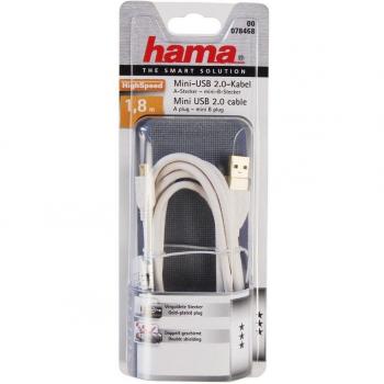 Mini - USB-2, 0-cable, chapado en oro, doble, colour blanco, 1.8 M