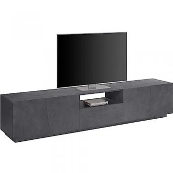 Mueble TV moderno Vega Lowboard 220 cm con 4 puertas correderas y acabado en Ardesia