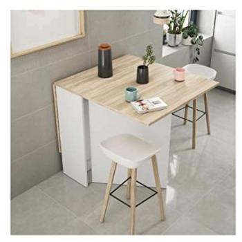 Mesa Abatible Zinox con Alas en Roble Canadiense y Blanco Natural, 78 x 31 x 77 cm