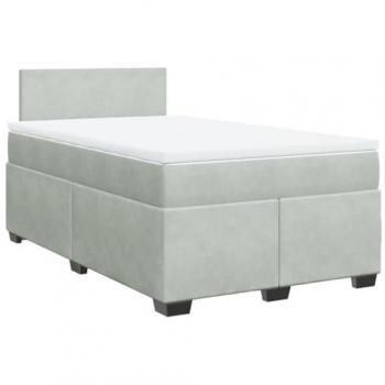Cama Box Spring con colchón Terciopelo Gris Claro 120x190 cm