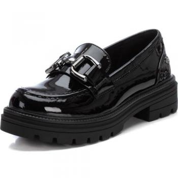 Mocasines escolares de niña en charol negro con suela flexible, talla 37
