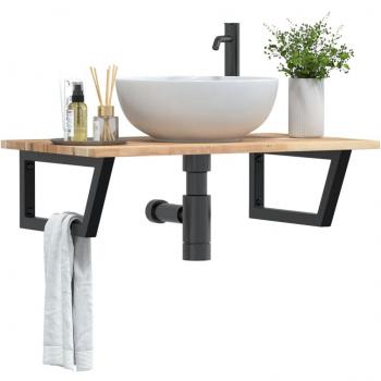 Estante de lavabo de pared acero y madera maciza de acacia Vidaxl Marrón