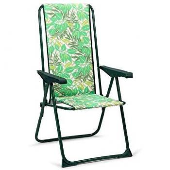 Silla Plegable de Jardín Solenny Reclinable Acolchada con Respaldo Alto 5 Posiciones 62x60x105 cm