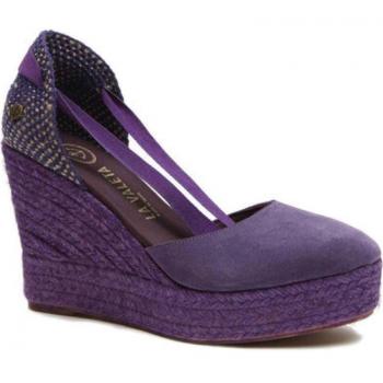 Espadrilles La Valeta Charlene - Calzado Femenino de Cuña, color morado, con cuña alta, diseño cómodo y elegante, ideal para verano