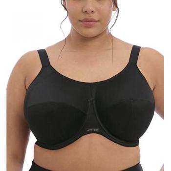 Elomi Energise Full Cup Sports Bra - Black Nylon - Size 36JJ G-O Cup