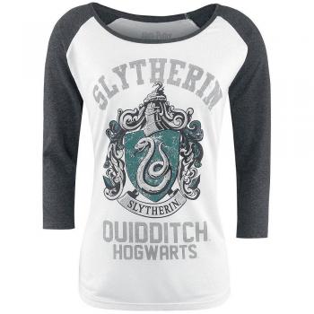 Harry Potter Slytherin - Quidditch Manga larga Mujer blanco/gris M