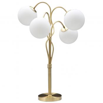 Lámpara de mesa Glamy 4 luces con base de metal y esferas de vidrio opaco 53x74 cm