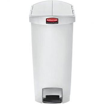 Papelera Slim Jim de Pedal Lateral 50L, Resina Blanca, Dimensiones 35x53x73 cm - Rubbermaid