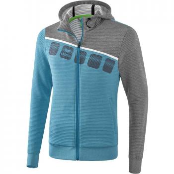 Erima Children's Training Jacket with Hood 5-C in Oriental Blue Melange / Grey Marl / White