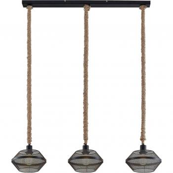 Lámpara colgante moderna Lindby Rabia de metal negro con 3 luces E27 para salón y comedor