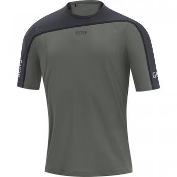 Gore Wear, Hombre, Camiseta Transpirable de Manga Corta para Correr, Gore R7 Shirt, Talla: M, Color: Gris Topo/Gris Oscuro, 100099