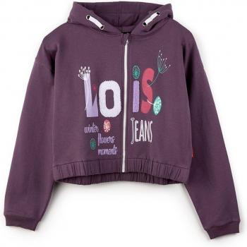 Sudadera con capucha de niña morada en algodón de la marca Lois 52412-721