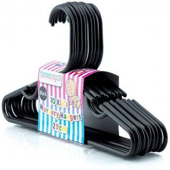 Hangerworld - Perchas de Plástico Negro para Niños - 29 cm