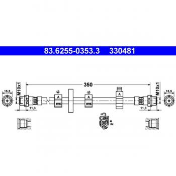 Latiguillo de freno ATE para VW Transporter T4, flexible delantero izquierdo