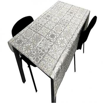 Mantel Mesa Comedor PVC Impermeable Antimanchas 140x140 cm Diseño Baldosas Clásicas Base de Teflón y Poliéster