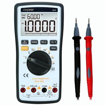 Multimeter Digital, SURPEER True RMS 4 1/2 Auto-range Voltmetro - Multi Meter Misurazione DC AC, Corrente, Ohm, Resistenza, Diodo, Temperatura, Continuità, Frequenza, Test di Campo Elettrico