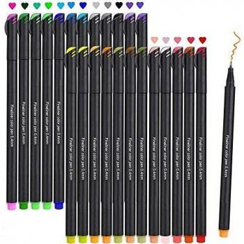 Rotuladores de punta fina, 24 Colores Plumas Fineliners Juego de Plumas de Color Fineliner Sketch Writing Plumas de Dibujo para Diarios de notas, Libros para tomar notas y colorear
