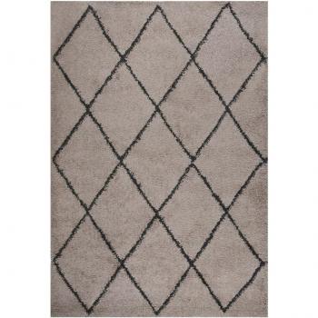 Alfombra Shaggy Alto Beige y Antracita 160x230 cm