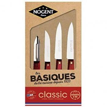 Cofre de 3 cuchillos de cocina y 1 pelador Kraft Classic madera de cerezo Nogent