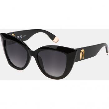 Furla Oversized Cat Eye Sunglasses for Women in Shiny Black, 53mm
