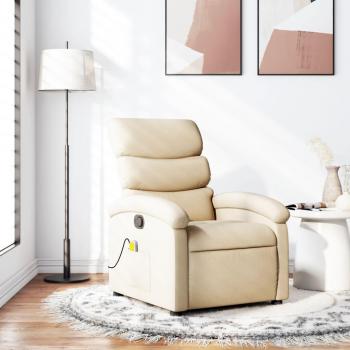 Sillón de masaje reclinable de tela en color gris claro, gris oscuro, negro y crema - Sillón cómodo para dormitorio, silla relax, sillón sofá y sillón de ocio