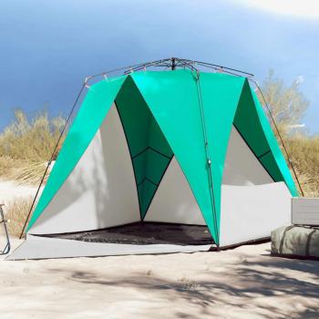 Tienda de playa impermeable para 4 personas con apertura rápida en color azul, gris y verde mar