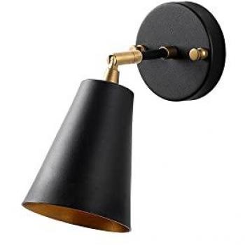 Aplique de pared Wellhome, estructura de metal color negro, dimensiones 10x26x21 cm, casquillo E27, potencia máxima 40 W