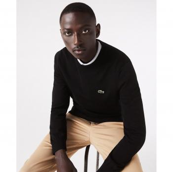 Lacoste Men's Organic Cotton Crew Neck Sweater - Black - Size: XL - Male