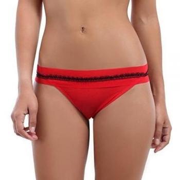 La Modeuse-Tanga de tul con un borde horizontal con 2 colores contrastados rojo