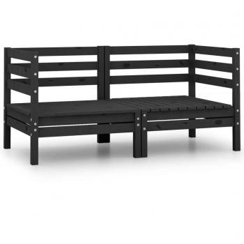 Sofás de jardín angular de 2 piezas en pino negro Massello