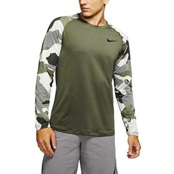 NIKE M NP Top LS Slim Camo 1 Camiseta De Manga Larga, Hombre, Cargo Khaki/Black, L