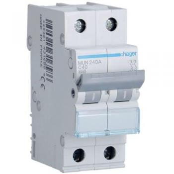 Interruptor Automático Magnetotérmico Hager MU 2P 50A Curva C 6kA