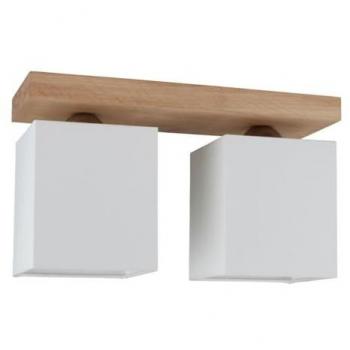 Lámpara de Techo Jonna EPIKASA - Madera de Roble, Metal Cromo, Tejido Blanco, 35x13,5x20,5 cm