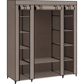 Armario Ropero de Tela con 12 Compartimentos, Estructura de Metal, Dimensiones 45x150x175 cm, Disponible en Azul Oscuro, Verde Oliva y Topo