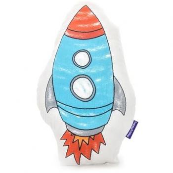 Cojín cohete espacial 40x30 cm, 100% algodón, calidad de 150 TC, fabricado en España