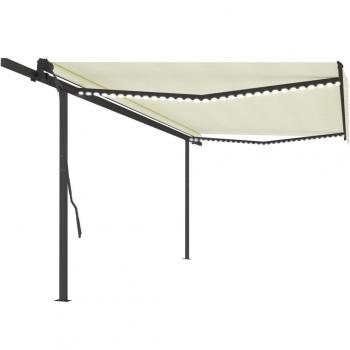 Toldo manual retráctil Día y Noche con luz LED crema 5x3,5 m
