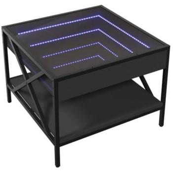 Mesa de centro con Infinity LED negro 50x50x38 cm