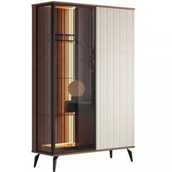 Vitrina Lima AF102 con puertas y LED, 147 x 103 x 39 cm, color nuez/cachemira