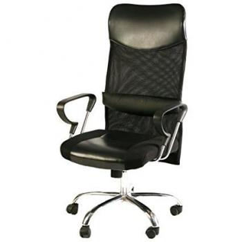 Silla de oficina ergonómica presidencial Serena Group Cleveland, red transpirable y PU negro, dimensiones 56x61h111/121
