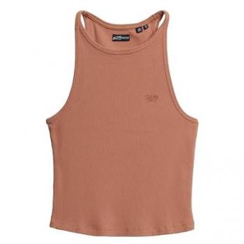 Camiseta sin mangas Essential Logo Racer para mujer en marrón claro, talla L-XL