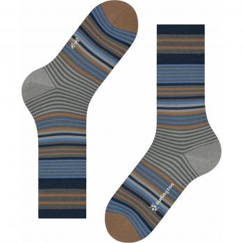 Burlington Men's Stripe Wool Socks, Dark Grey, Size 6.5-11