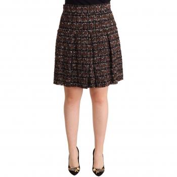 Dolce & Gabbana Brown High Waist Mini A-Line Pleated Skirt - IT46|XL, Size: L