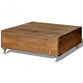 vidaXL Mesa de centro Marrón Material Madera Maciza Medidas 70 x 70 x 25 cm