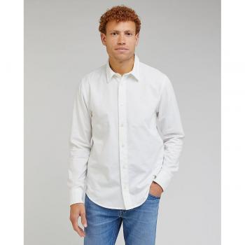 Camisa de Manga Larga con Parche Blanca Brillante para Hombre Talla L