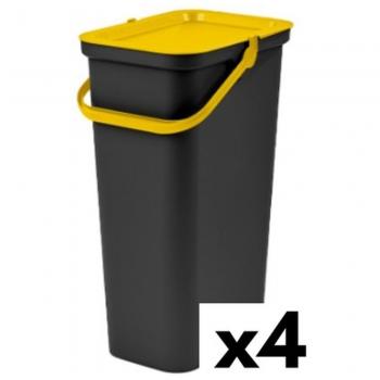 Cubo de Basura para Reciclaje Tontarelli Moda 38 L Amarillo (4 Unidades)