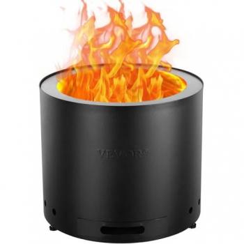 VEVOR Portable Smokeless Fire Pit with Removable Ash Pan, 12.6 H x 15 Dia, SUS430 Stainless Steel Interior for Outdoor Patios and Camping