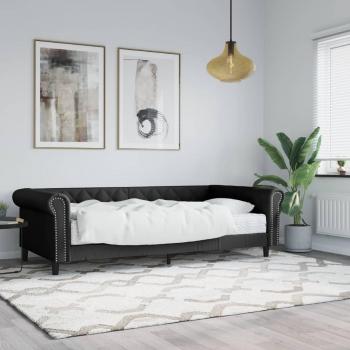 Sofá cama con colchón negro 90x200 cm en cuero sintético vidaXL