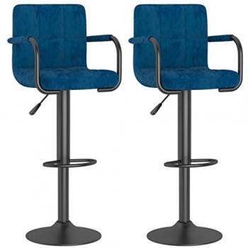Taburetes de cocina 2 unidades terciopelo azul
